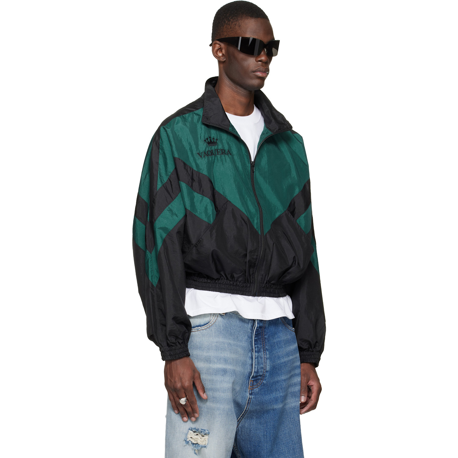  Vaquera Black & Green Windbreaker Jacket 