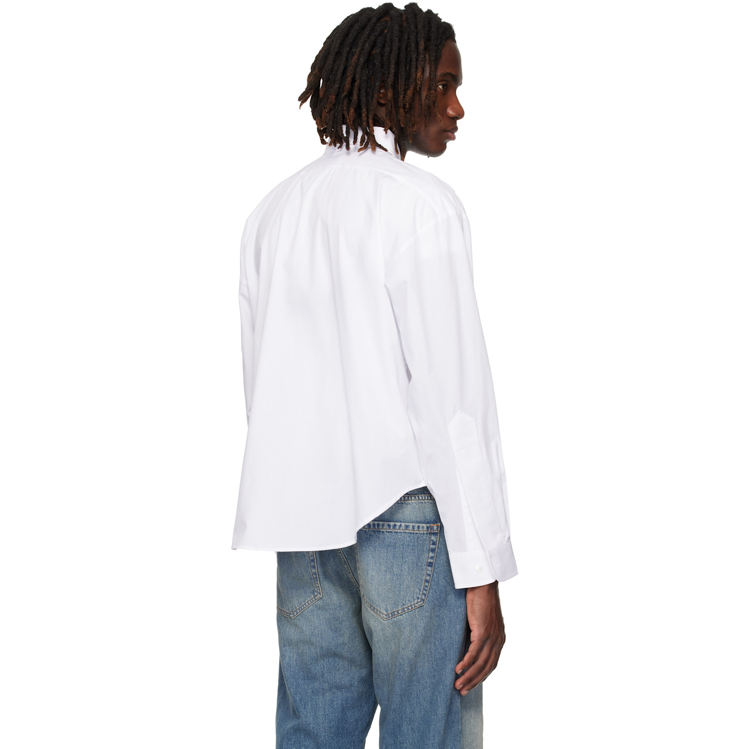  Vaquera White Trompe L'oeil Bra Button Down Shirt 