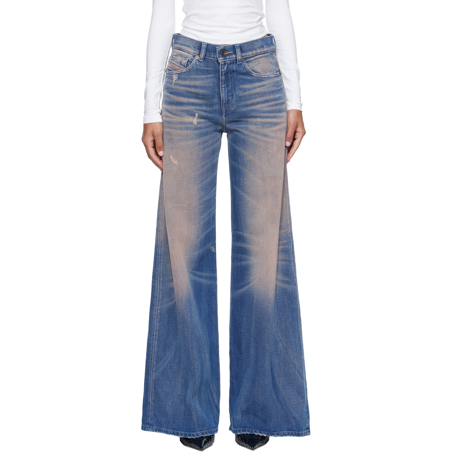 Diesel Blue & Pink Flare Regular Waist 1978 D-Akemi Jeans