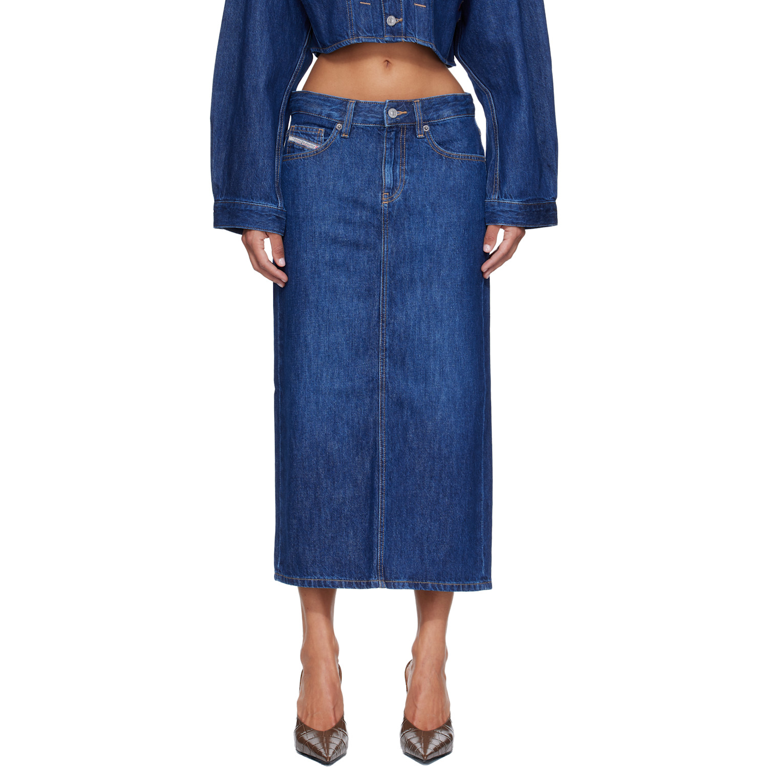 Diesel Blue Denim Midi Skirt