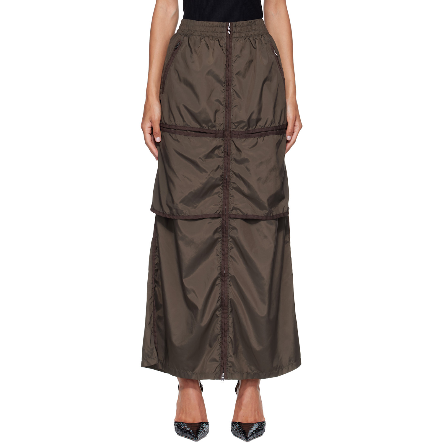 Diesel Khaki Windbreaker Maxi Skirt