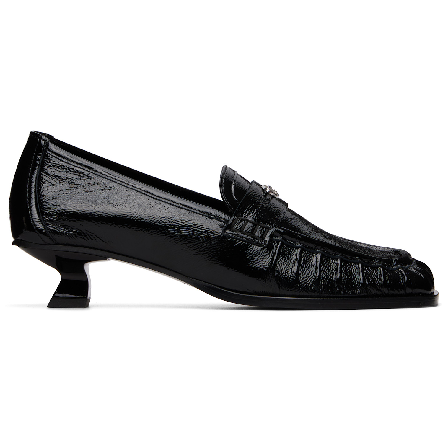 Diesel Black D-Amber-Penny Naplak Leather Loafer Heels