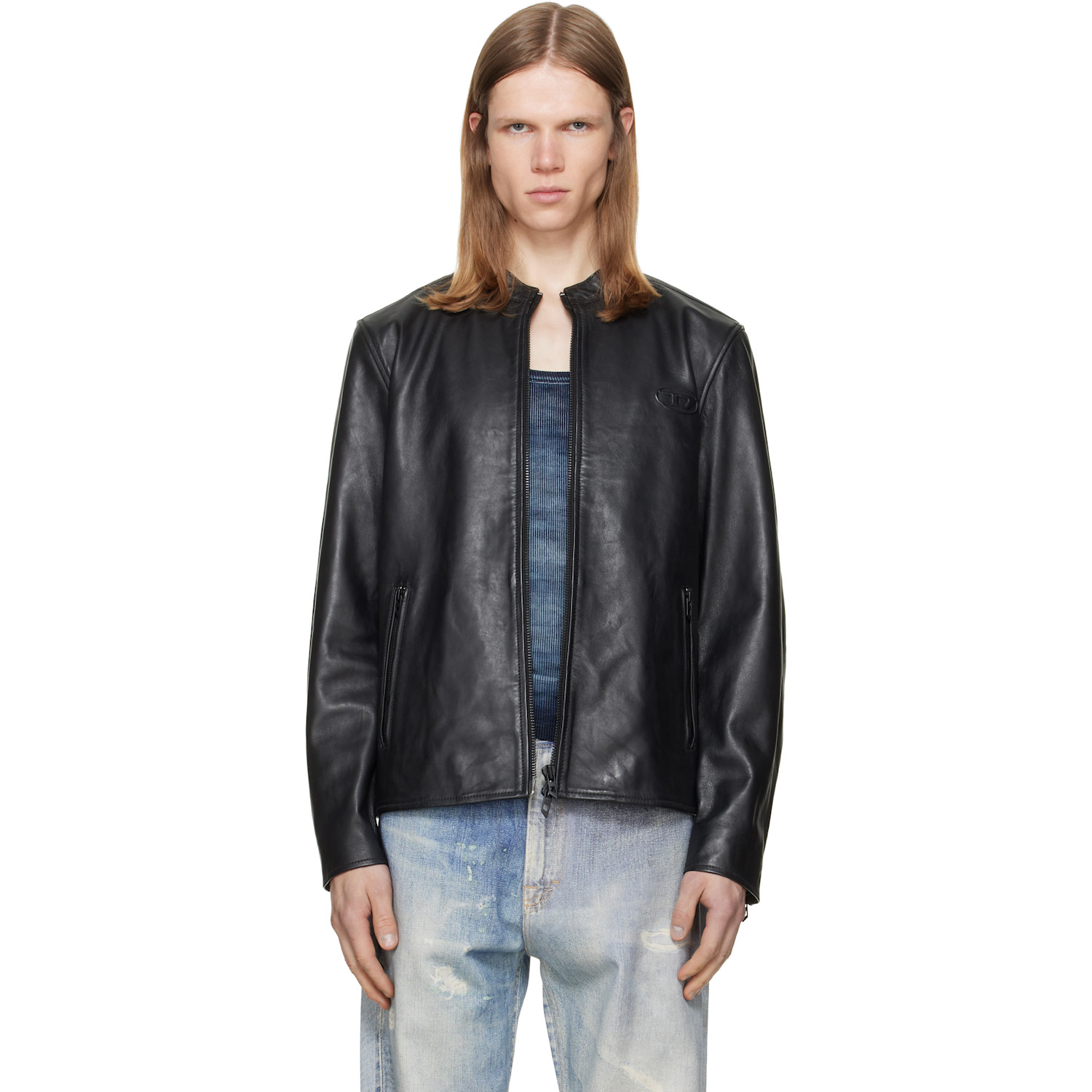 Diesel Black L-Tad-Wrd Leather Jacket