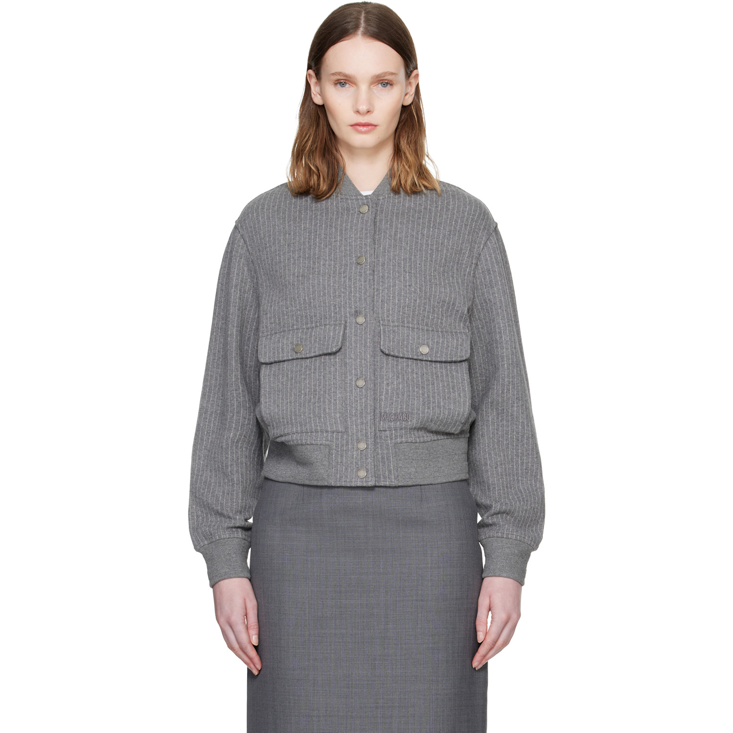 MACKAGE Grey JUNIPER-K Brushed Knit Bomber Jacket