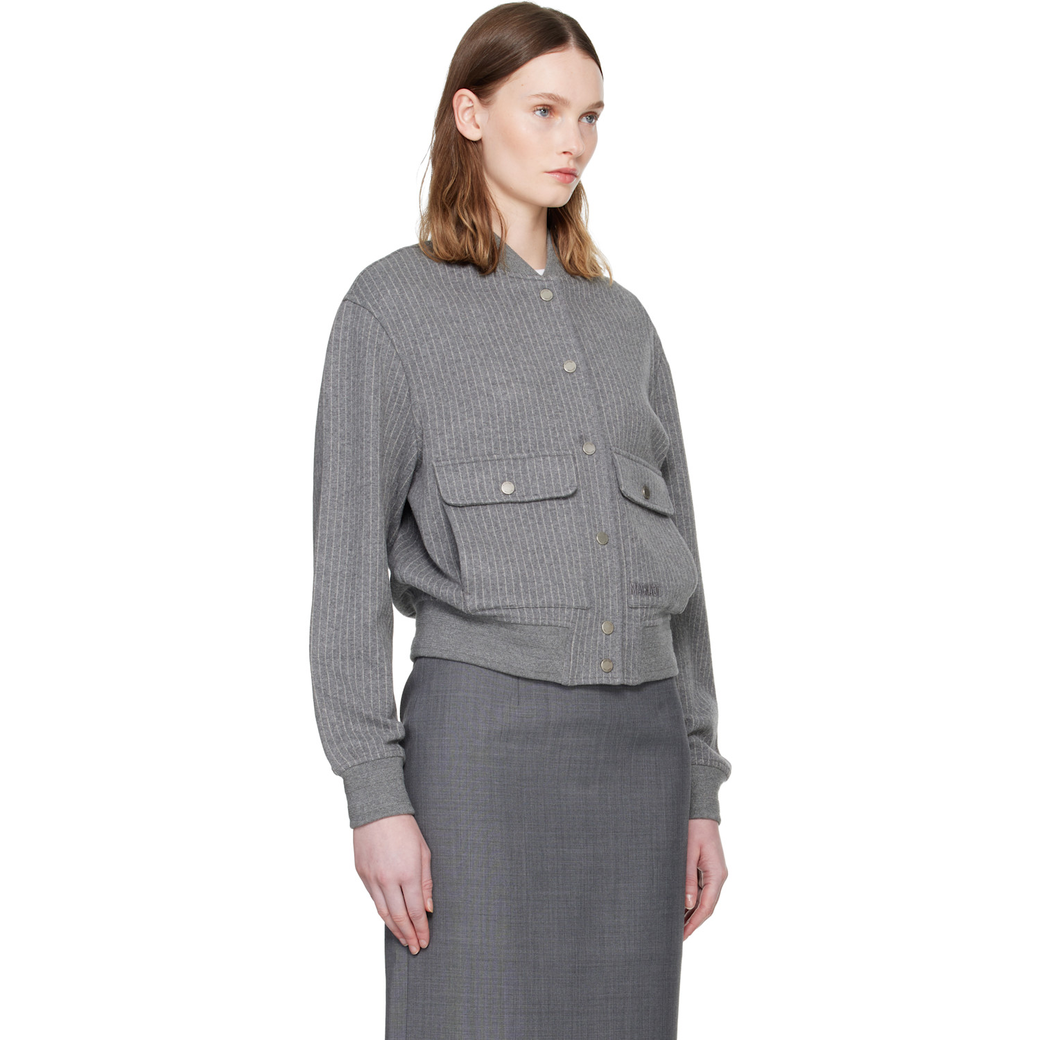  Mackage Grey Juniper-k Brushed Knit Bomber Jacket 