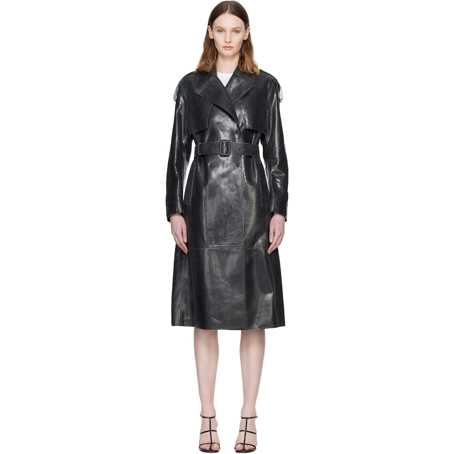 MACKAGE Black CARMELA-SNK Snake Pattern Leather Coat