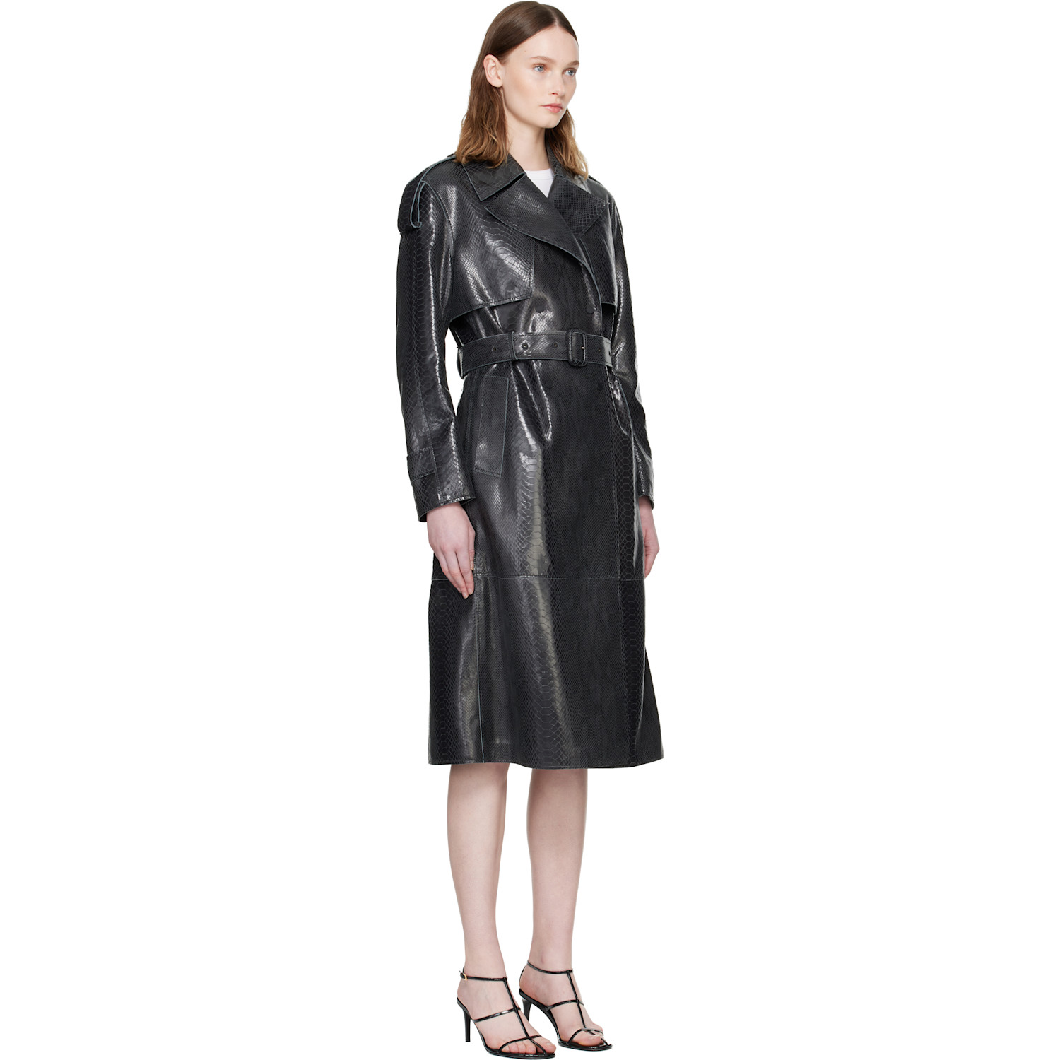  Mackage Black Carmela-snk Snake Pattern Leather Coat 