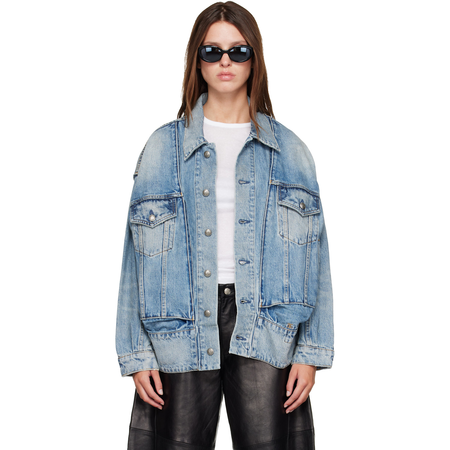 R13 Blue Roxy Moto Denim Jacket