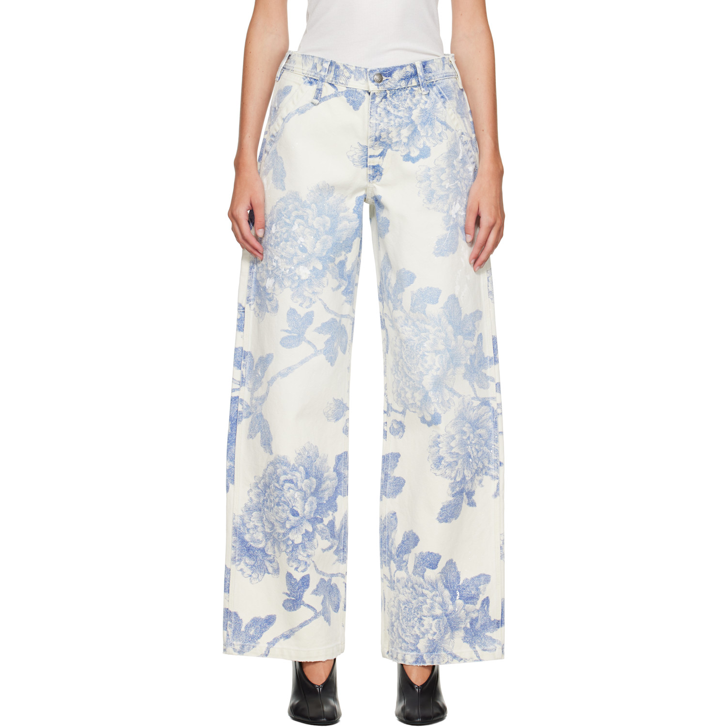 R13 White & Blue Carpenter Jeans
