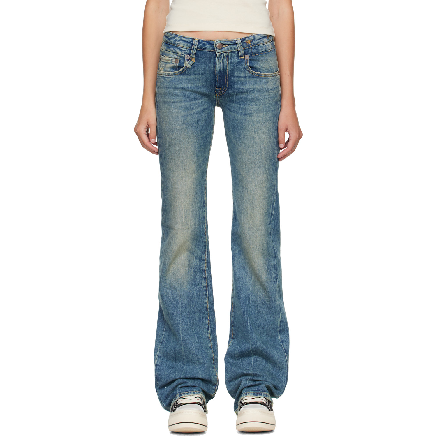 R13 Blue Flare Boy Jeans In Kelly Stretch