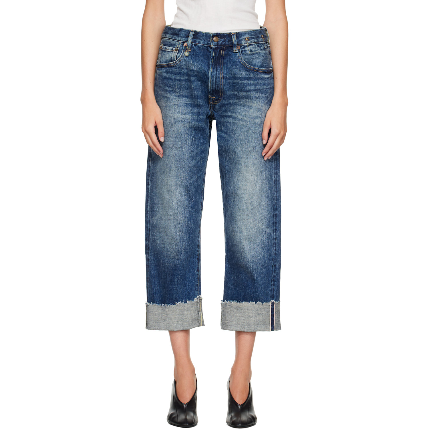R13 Blue Cuffed X-Boyfriend Jeans