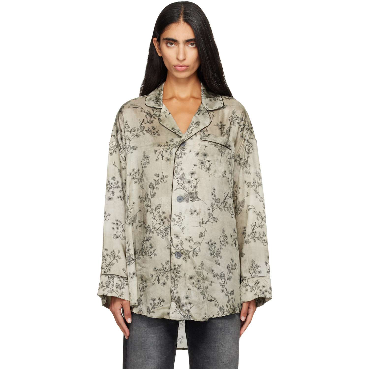 R13 Green Drop Neck PJ Shirt