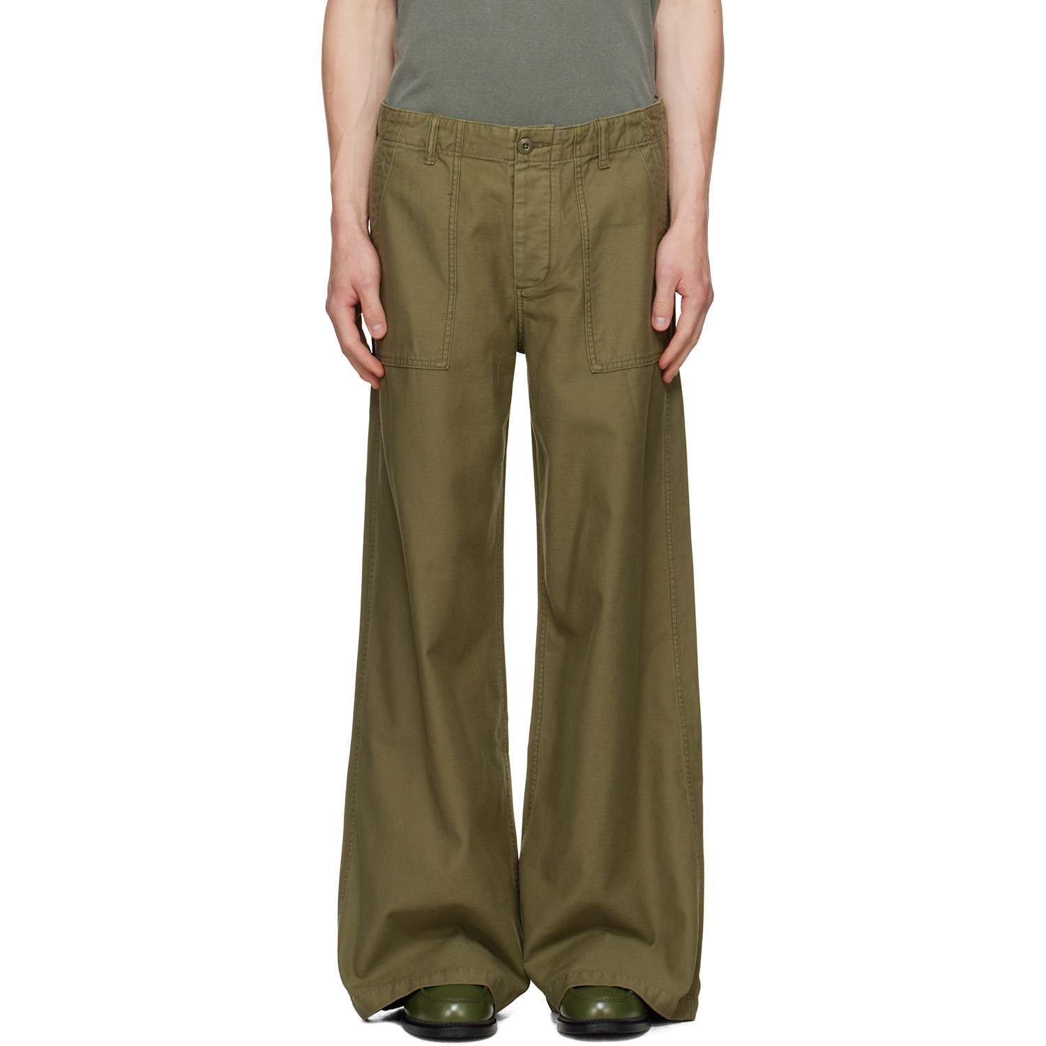 R13 Khaki D'Arcy Flare Utility Cargo Pants
