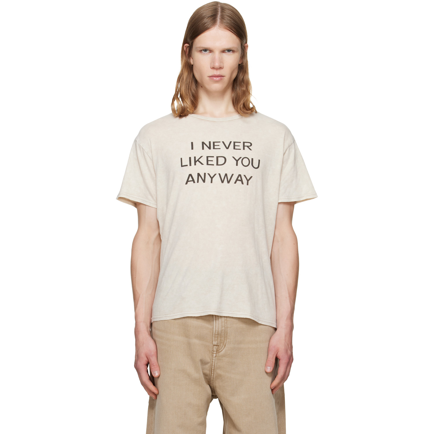 R13 Beige 'i Never Liked You' Boy T-shirt In Acid Khaki Stone