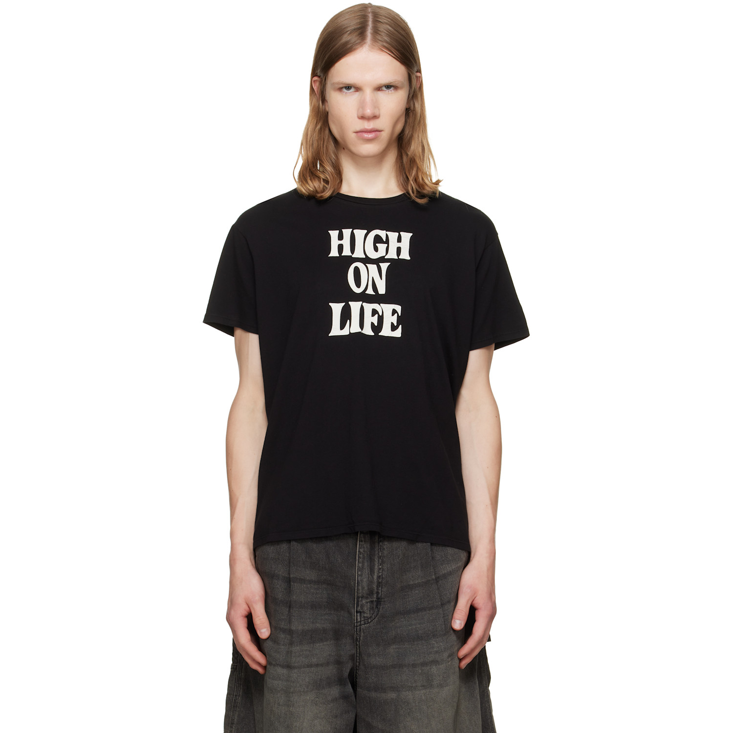 R13 Black 'high On Life' Boy T-shirt