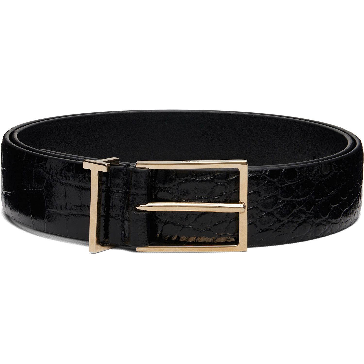TOM FORD Black Soft Printed Croc Belt