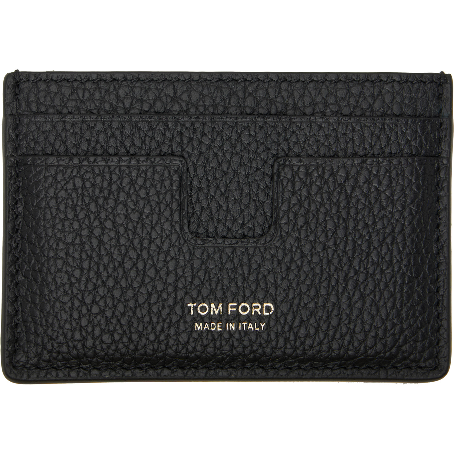 Tom Ford Black Grain Leather Classic Card Holder In Black.naa