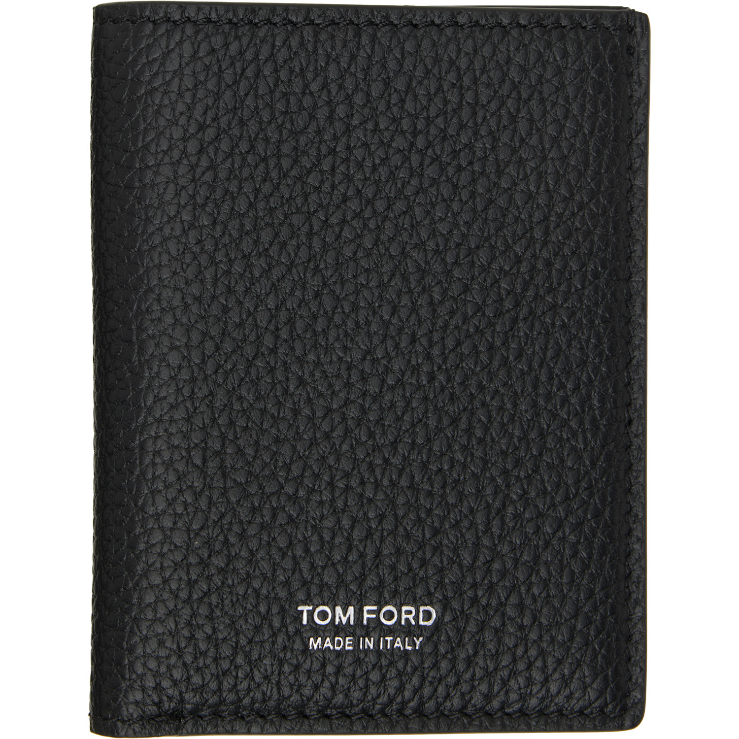 Tom Ford Black Grain Leather Folding Card Holder In Black.naa