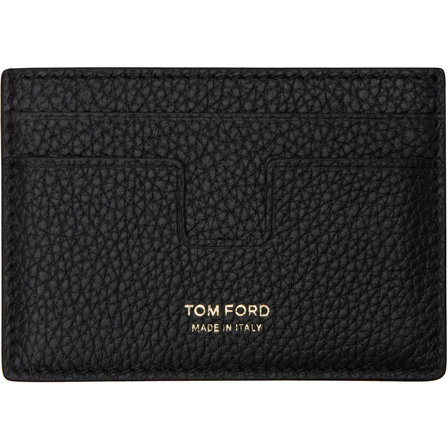 TOM FORD Black Soft Grain Leather Money Clip Card Holder