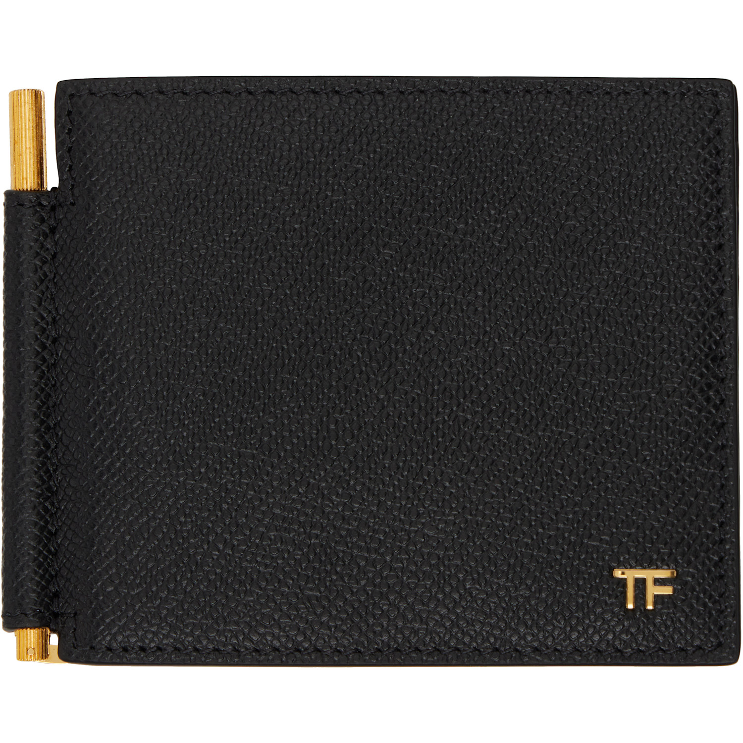 TOM FORD Black Small Grain Leather Money Clip Wallet