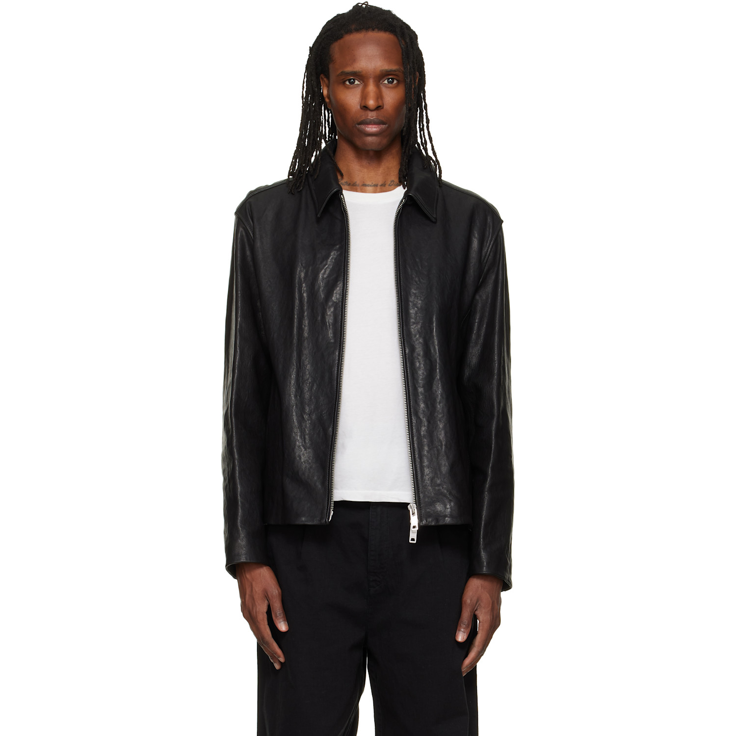 Hugo Black Regular-Fit Nappa Leather Jacket