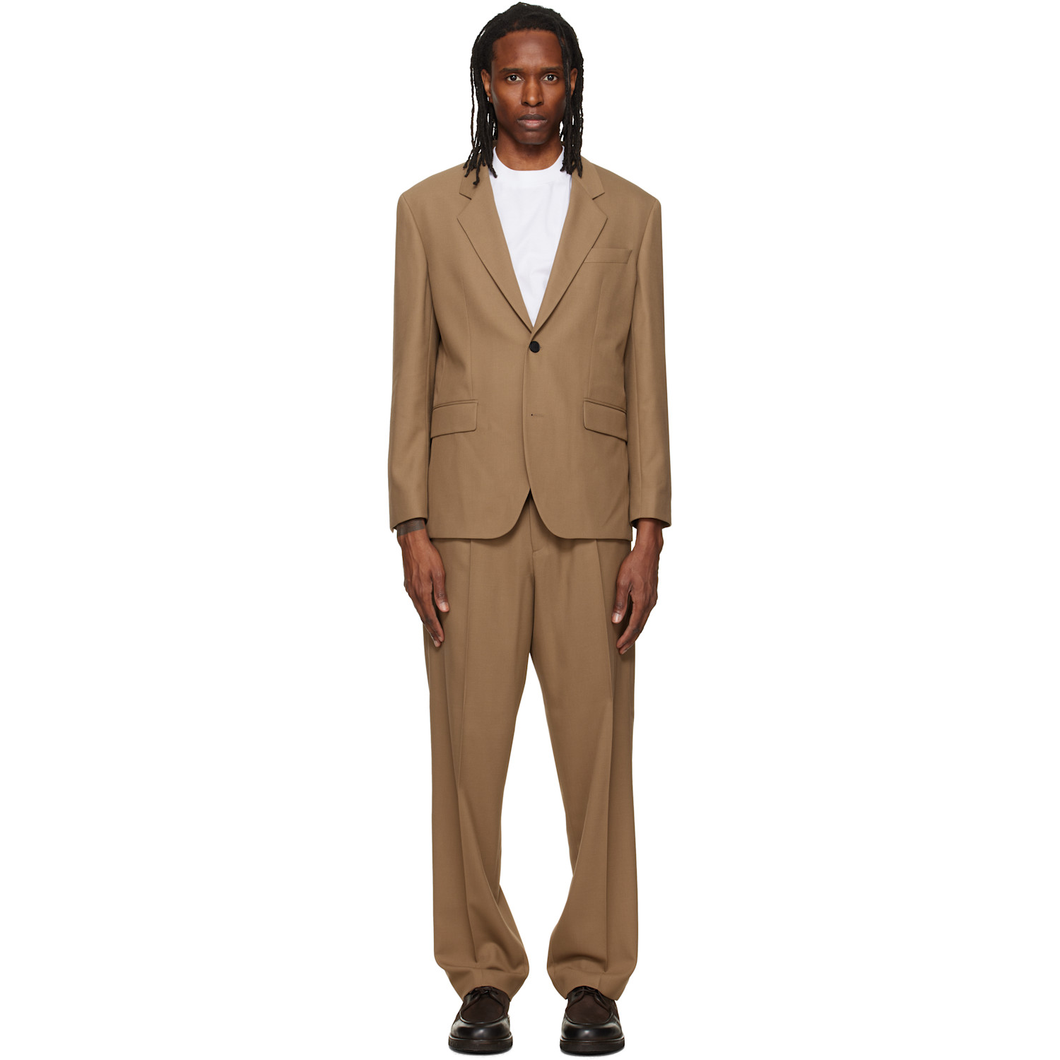 Hugo Beige Two-Piece Modern-Fit Stretch Twill Suit
