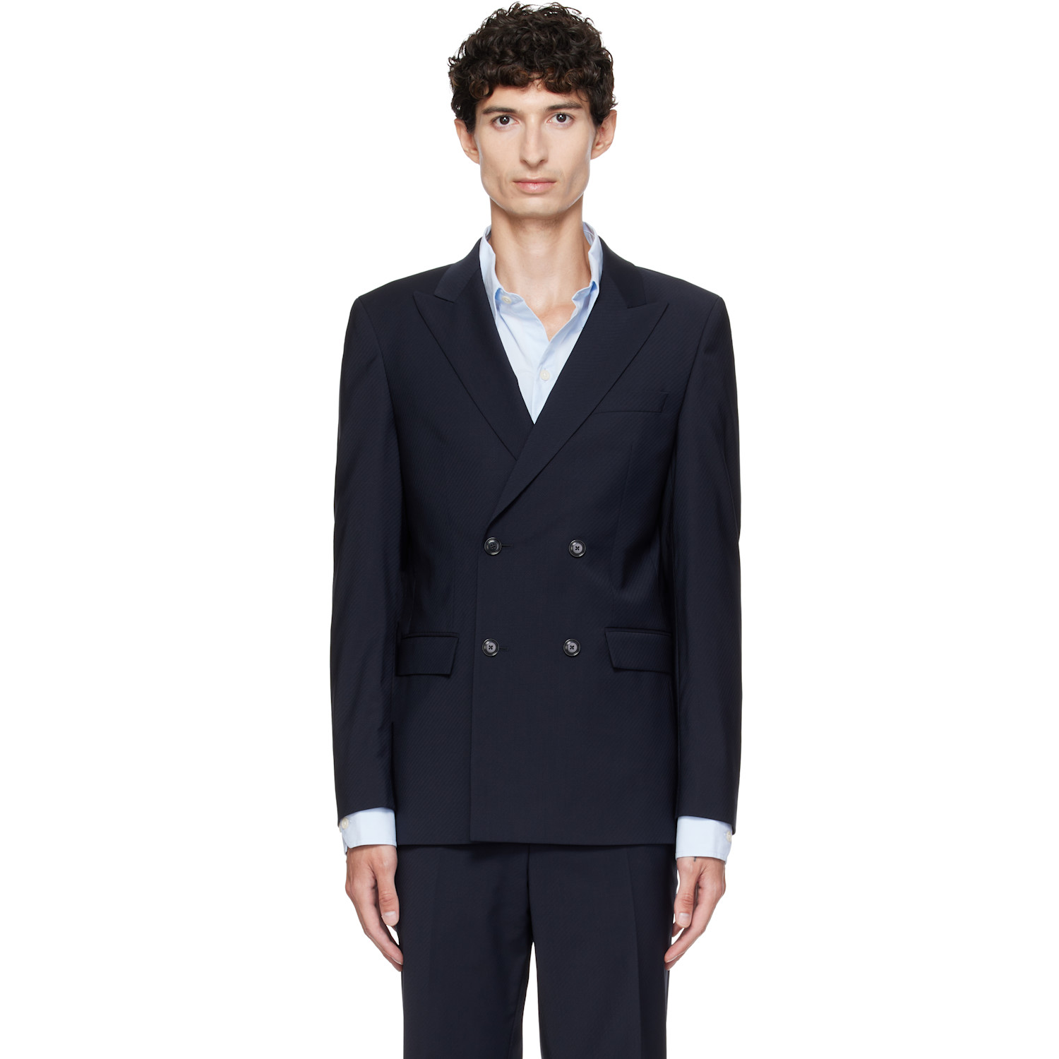 BOSS Navy Double-Breasted Blazer