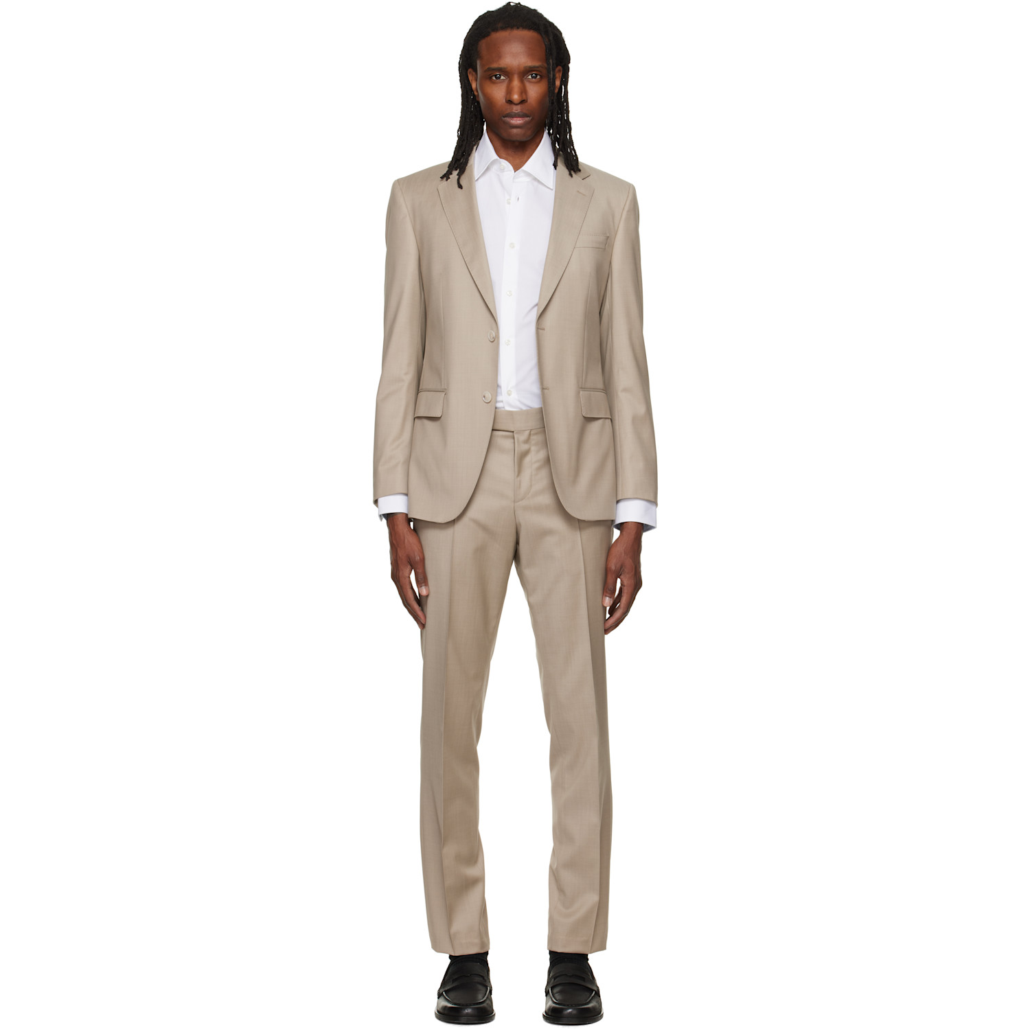 BOSS Beige Single-Breasted Suit