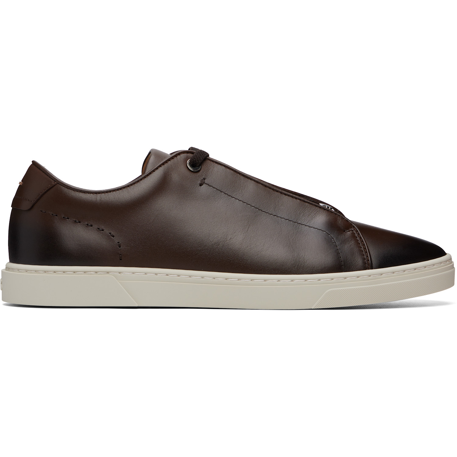 BOSS Brown Gary Brushed Leather Sneakers