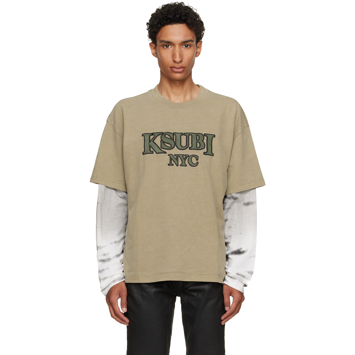 Ksubi カーキ Animalistik L/s Ekcess レイヤード Tシャツ In Green