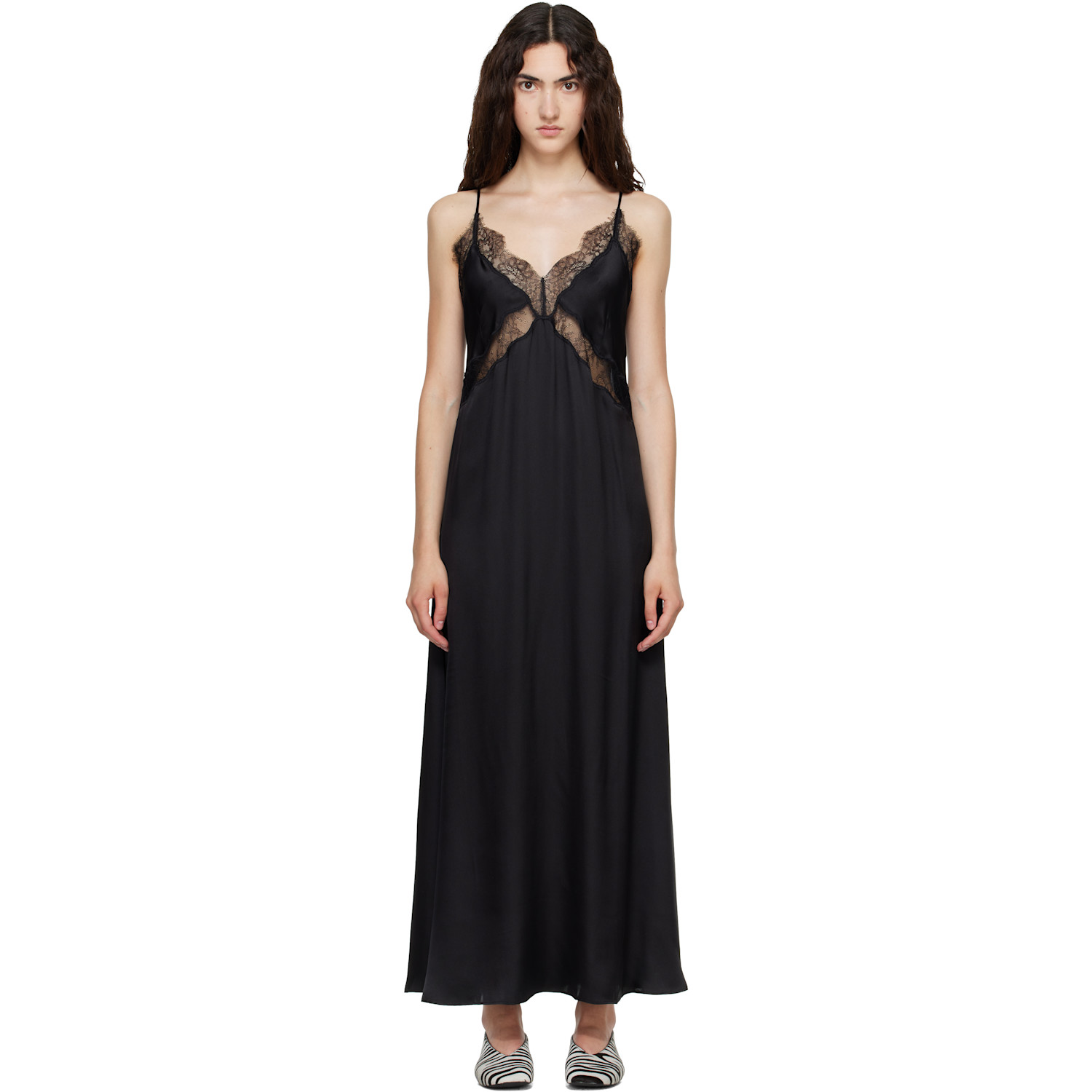 ANINE BING Black Magnolia Midi Dress