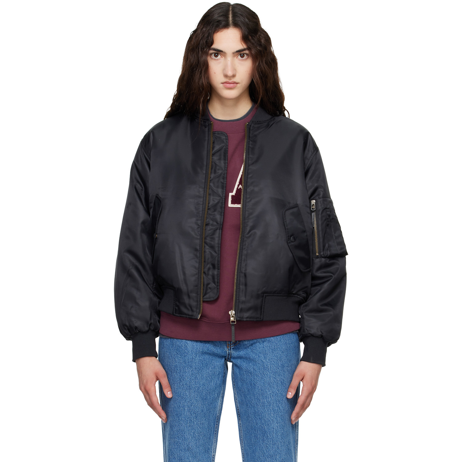 ANINE BING Black Leon Bomber Jacket
