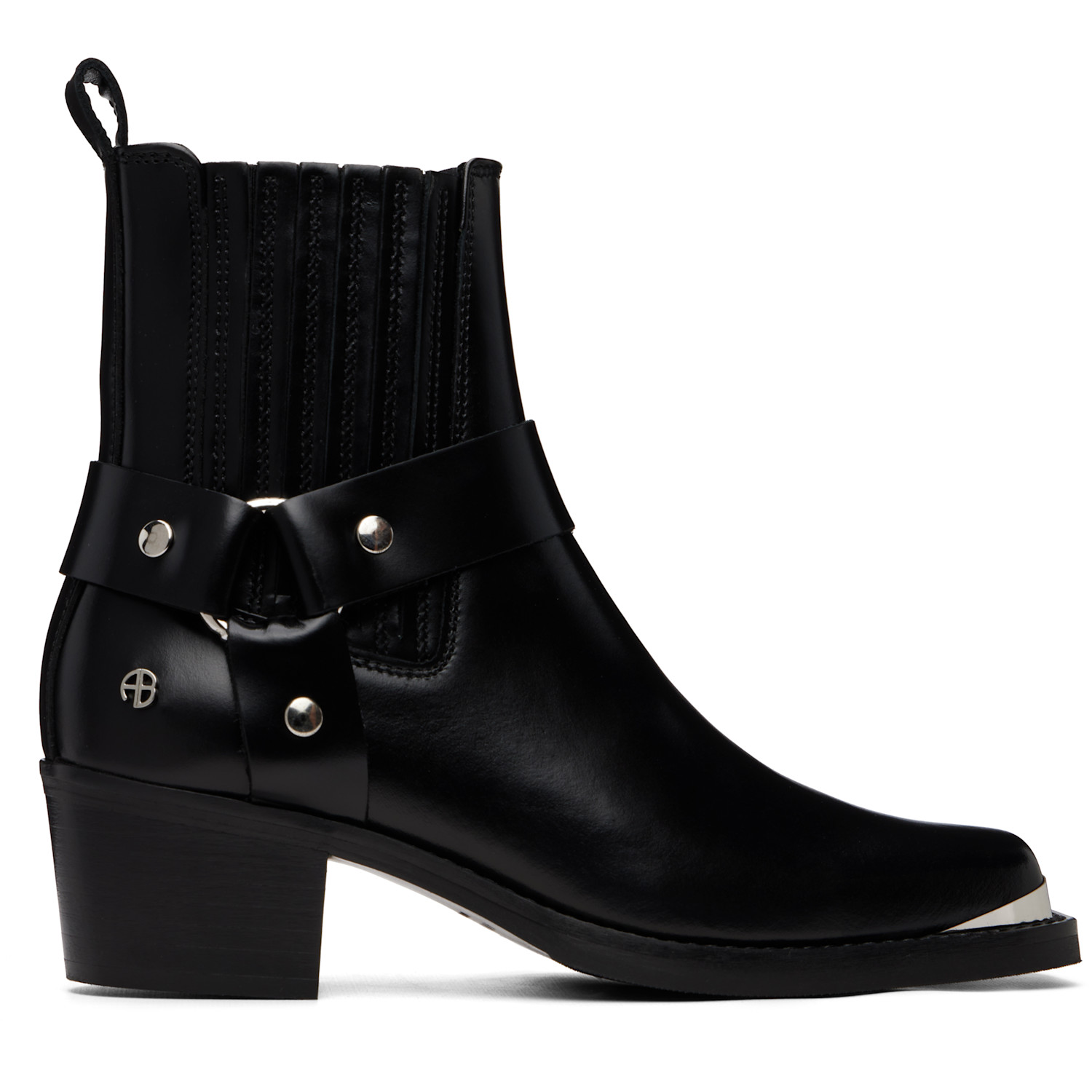 ANINE BING Black Mid Biker Boots