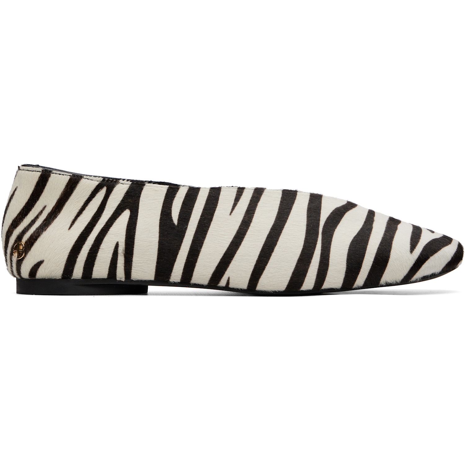 ANINE BING White & Black Ana Calf Hair Ballerina Flats