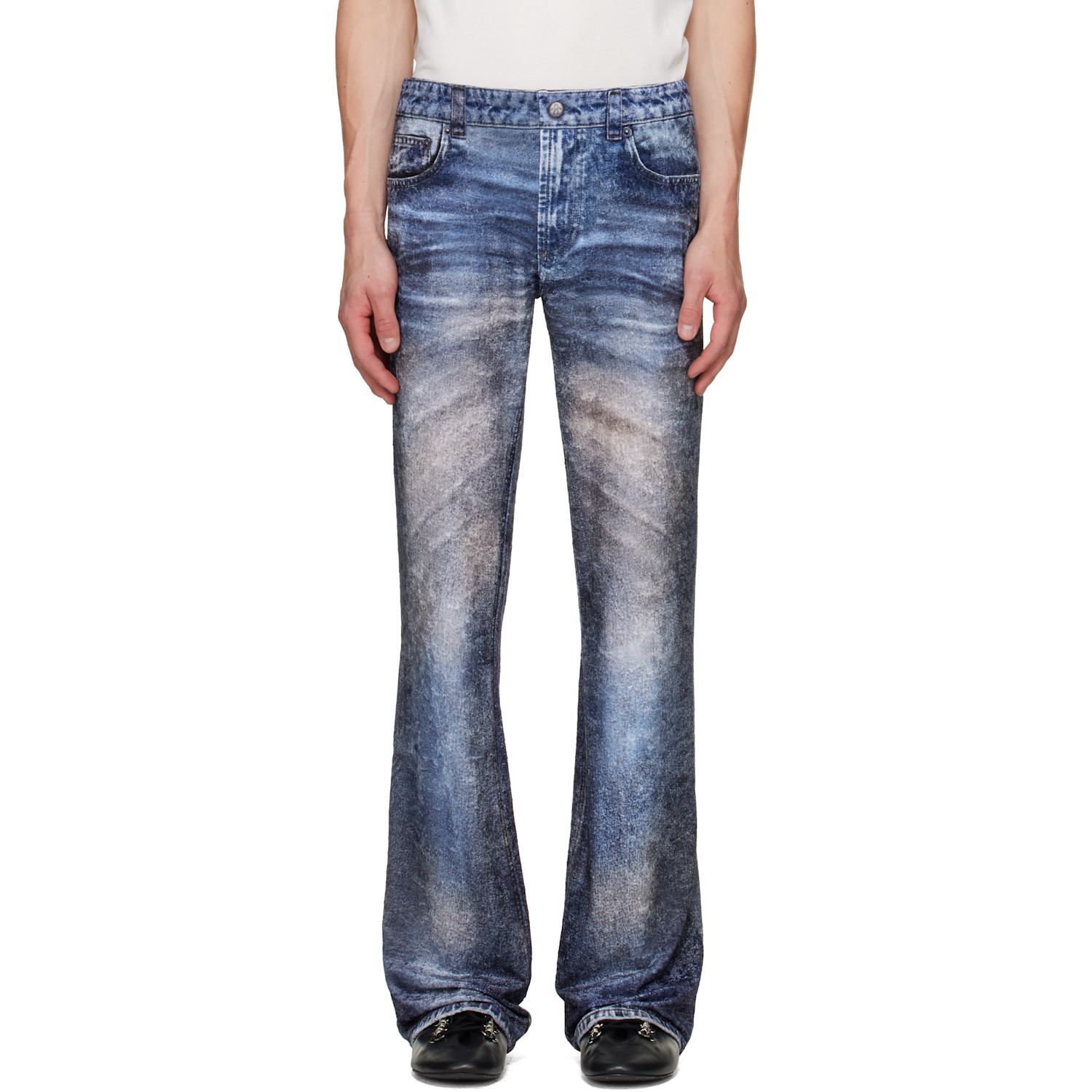 Avavav Blue Paris Printed Velour Trousers