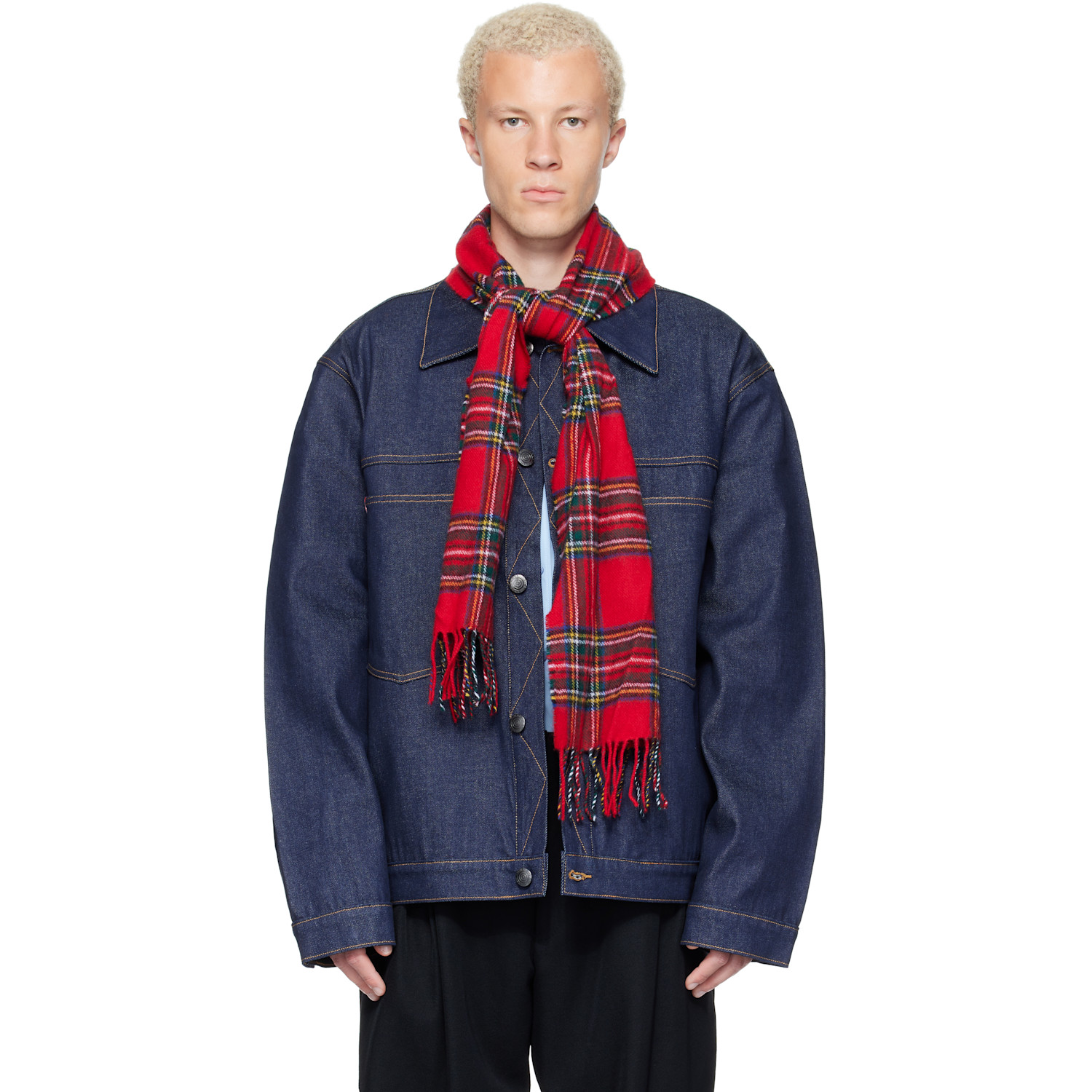 Charles Jeffrey LOVERBOY Navy Scarf Denim Jacket