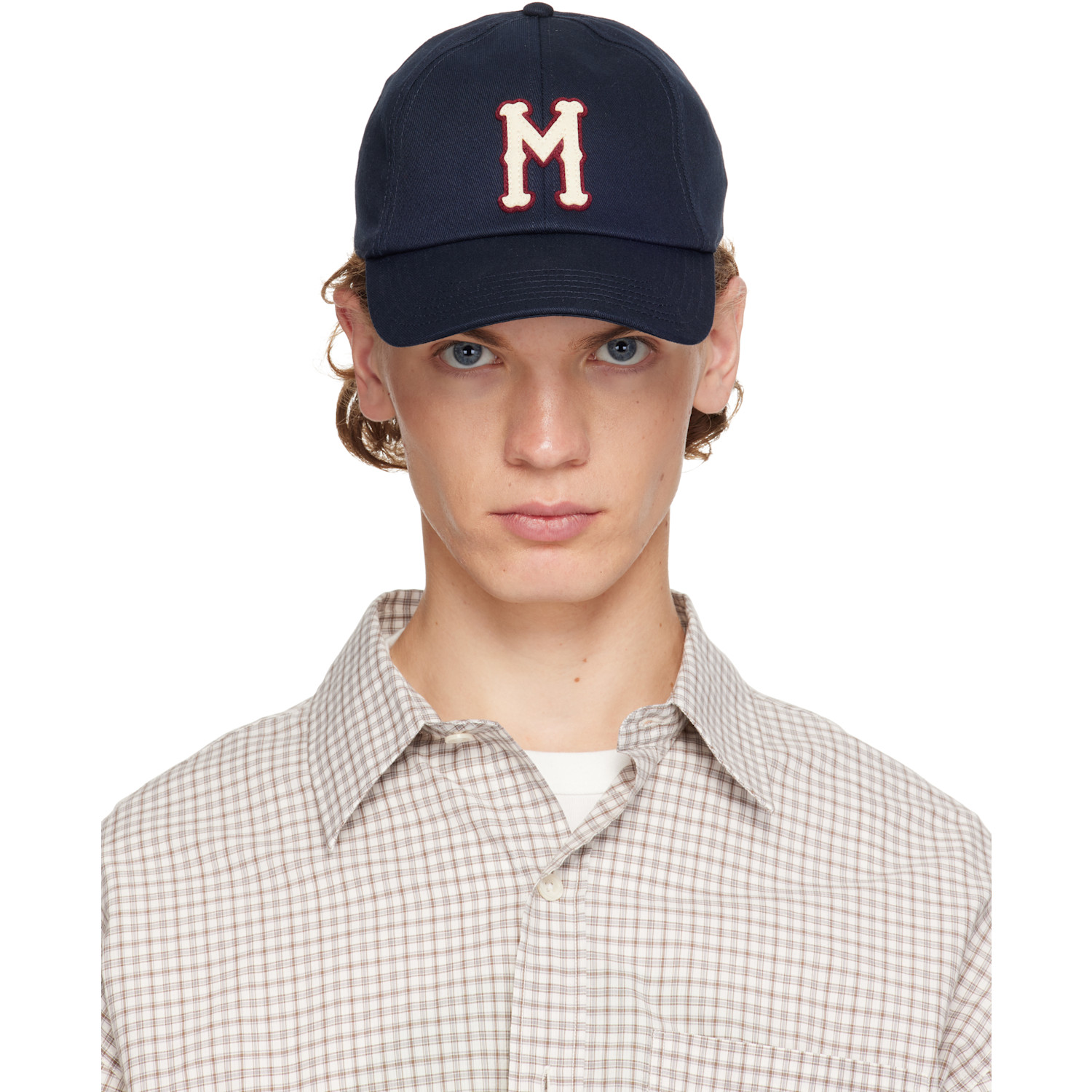 Moncler Navy Cotton Gabardine Baseball Cap In 776 - Blue
