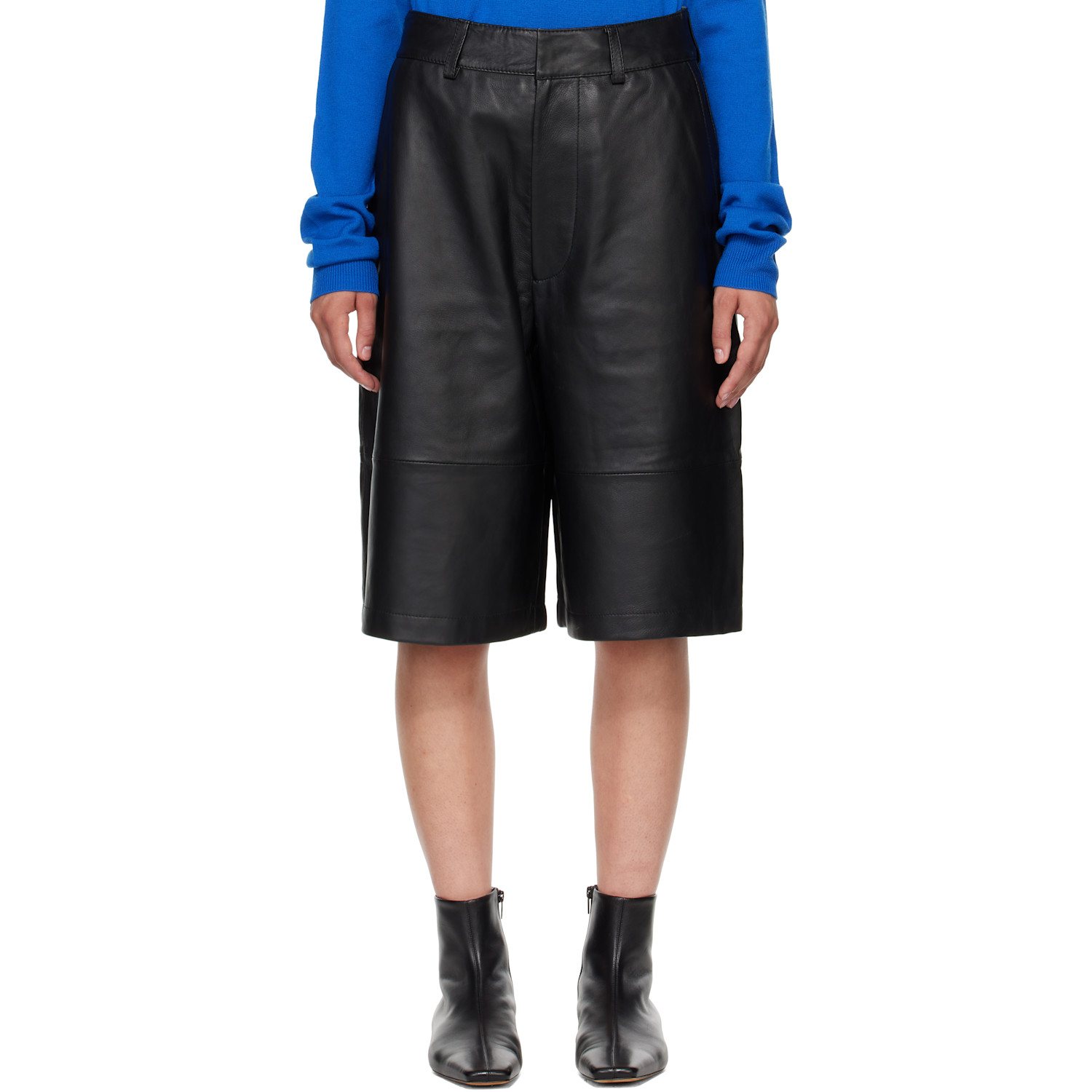 The Frankie Shop Black Olivia Leather Bermuda Shorts