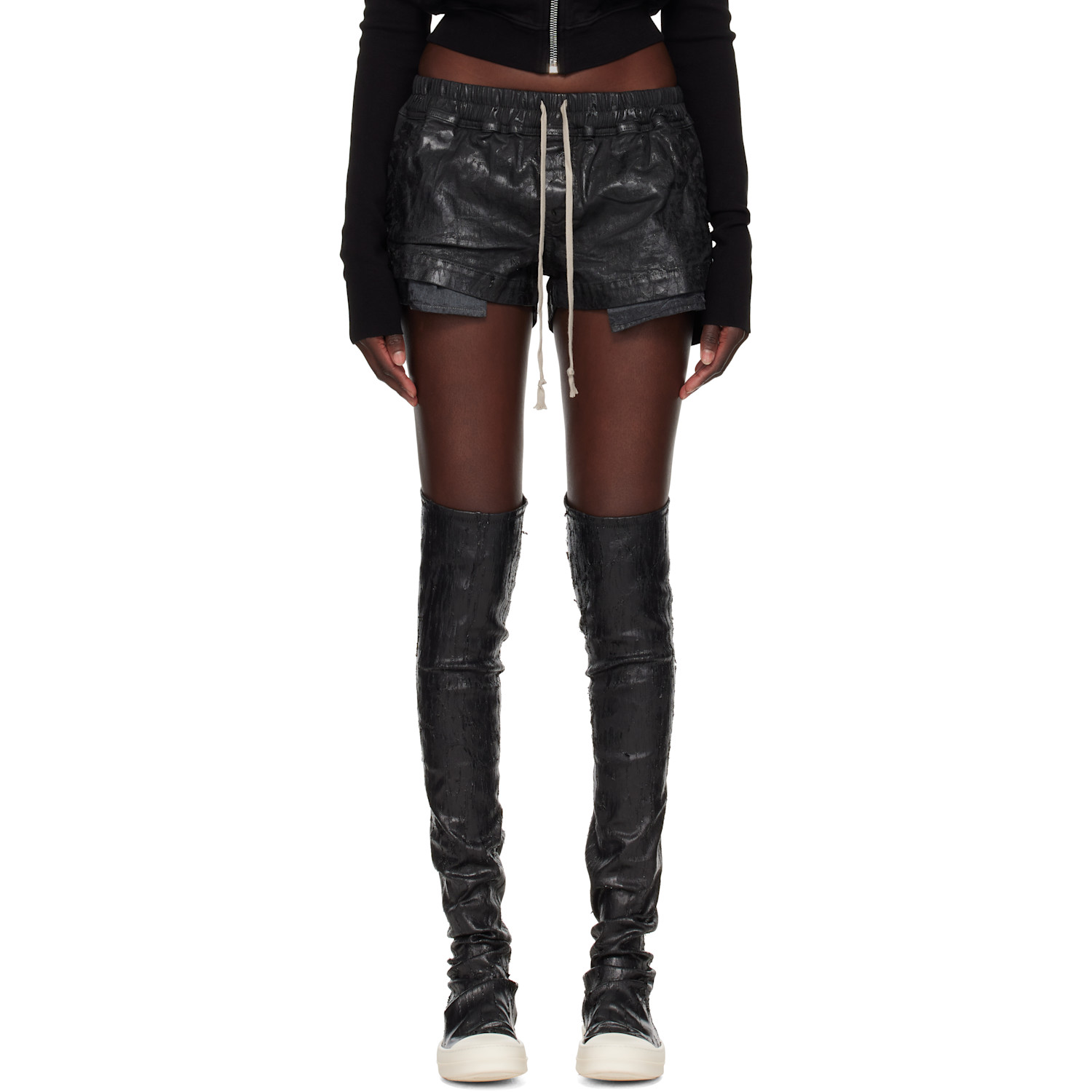 Rick Owens DRKSHDW Black Tower Fog Boxers Denim Shorts