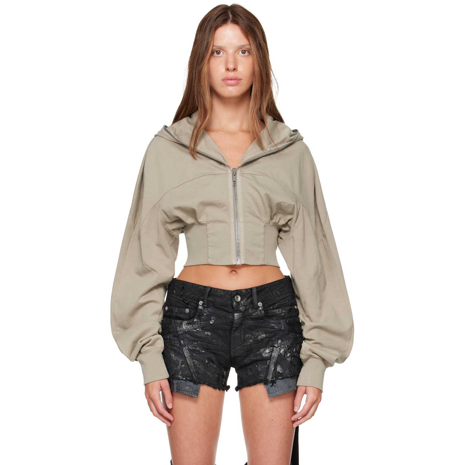 Rick Owens DRKSHDW Taupe Tower Collage Hoodie