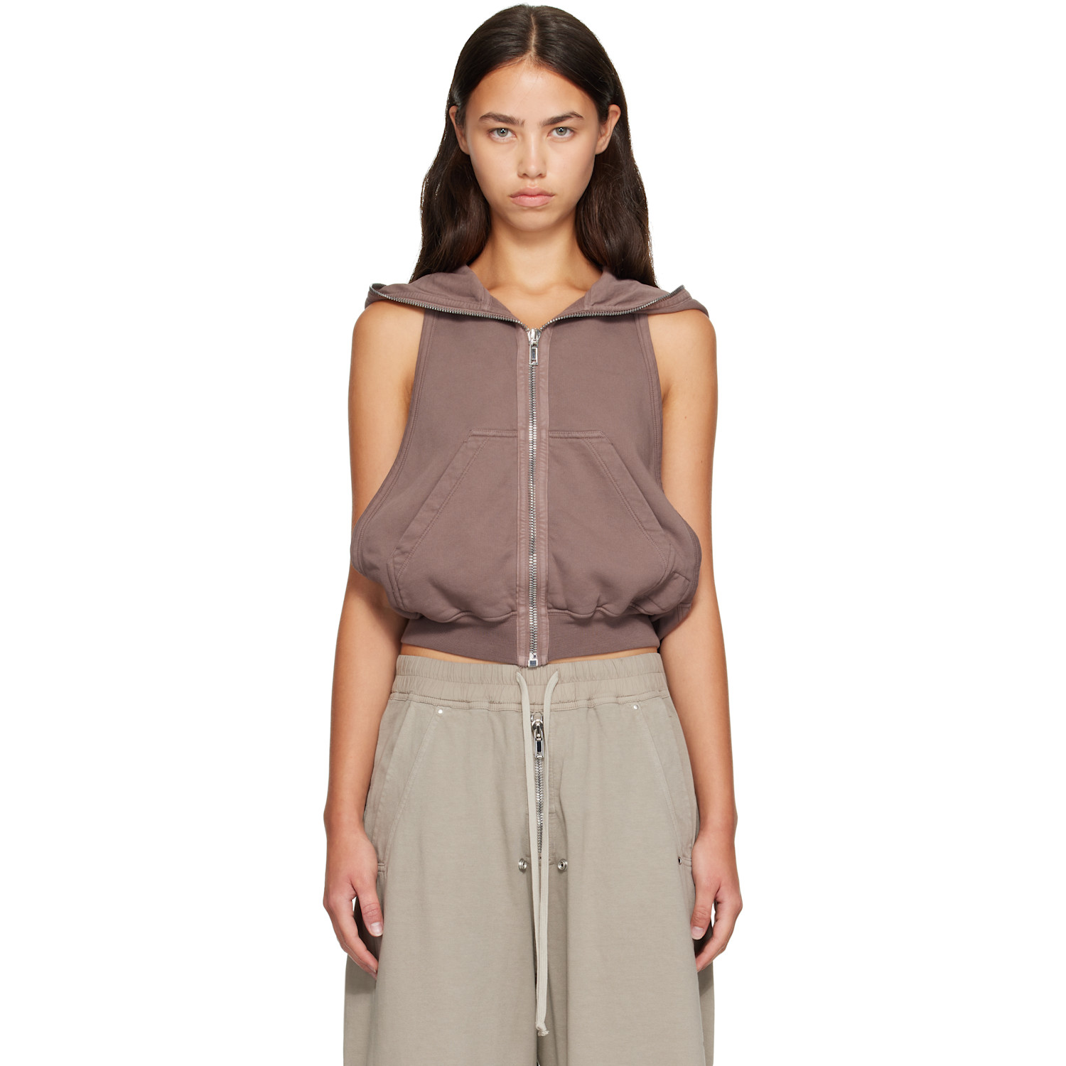Rick Owens DRKSHDW Taupe Tower Cyclops SL Hoodie