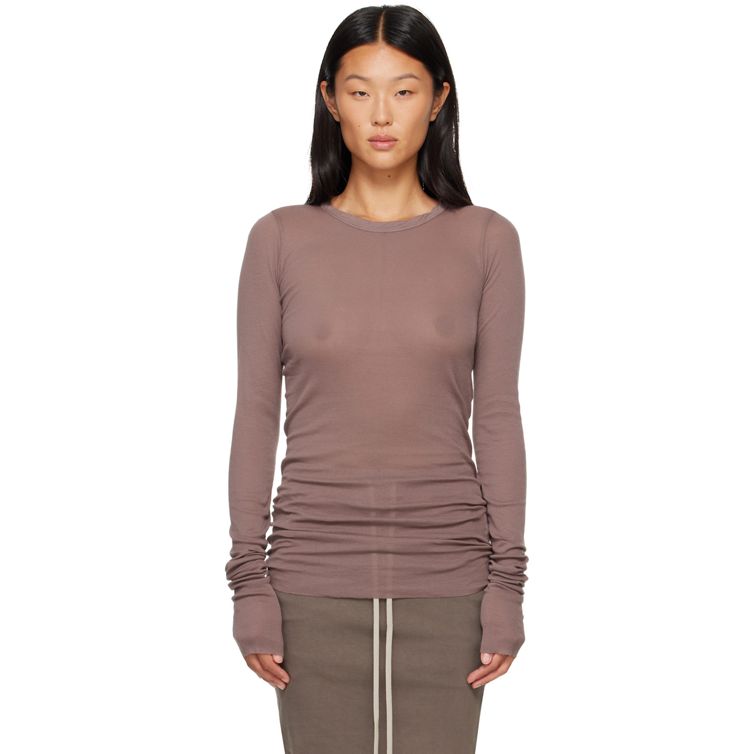 Rick Owens DRKSHDW Taupe Tower Basic LS T-shirt