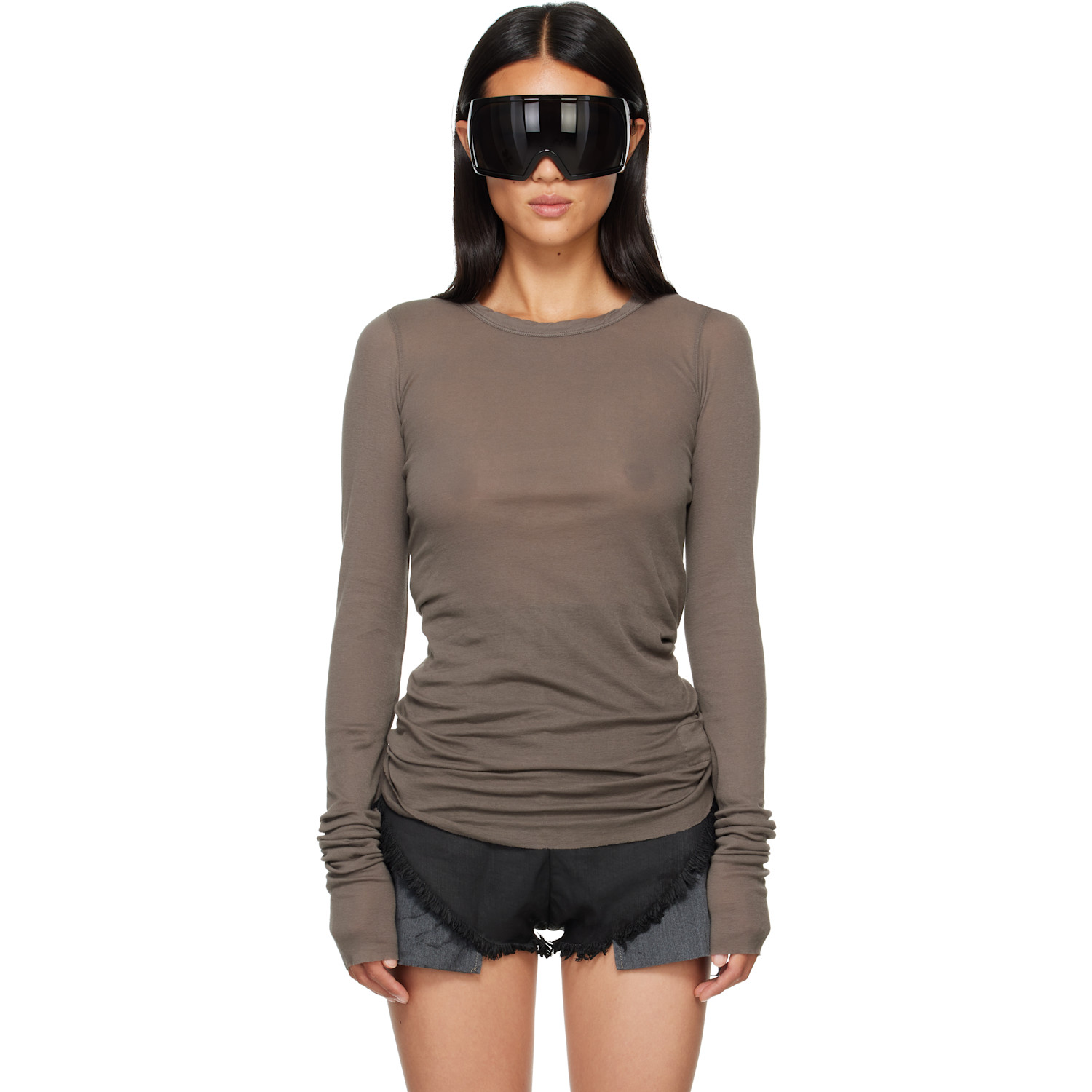 Rick Owens DRKSHDW Taupe Tower Basic LS T-shirt