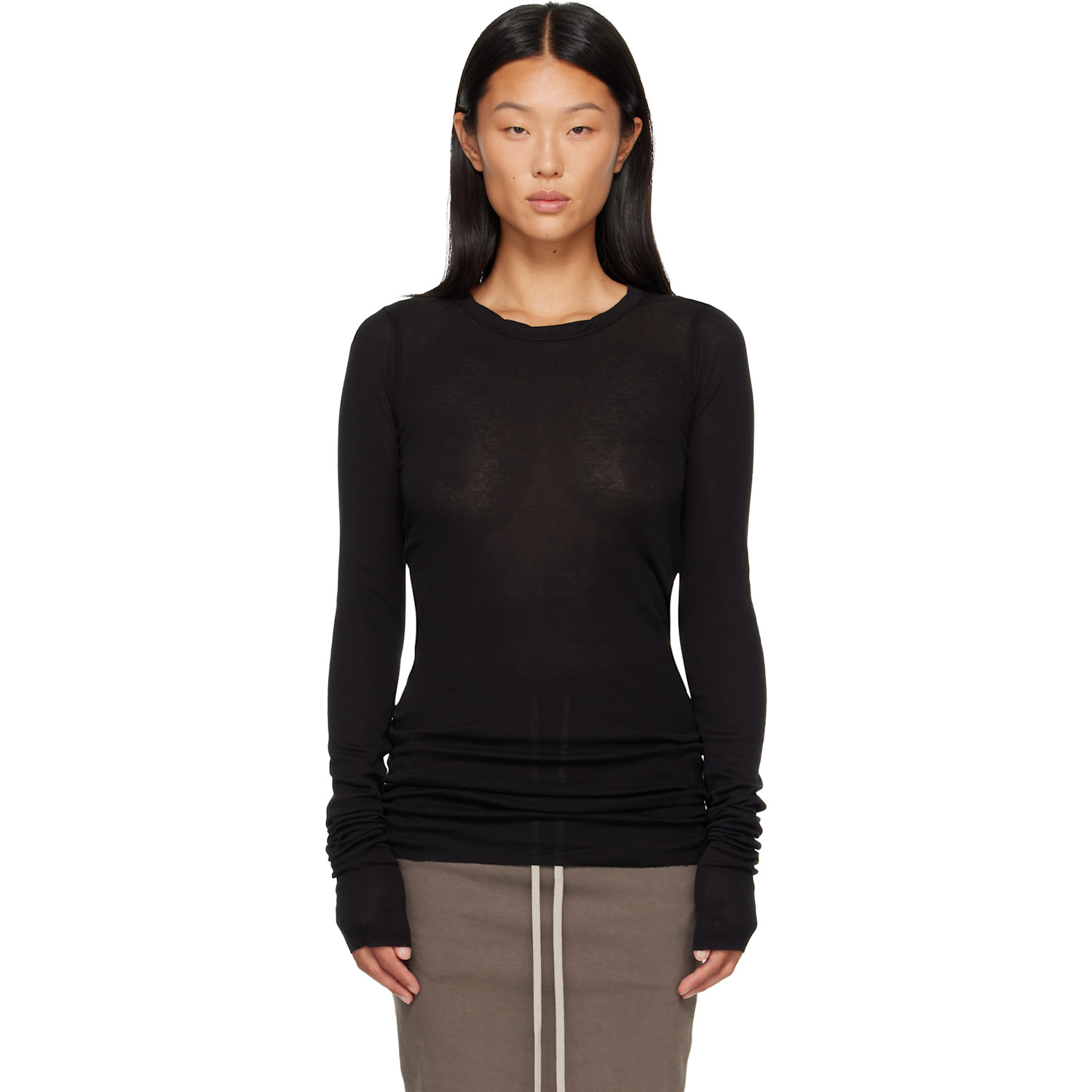 Rick Owens DRKSHDW Black Tower Basic LS T-shirt
