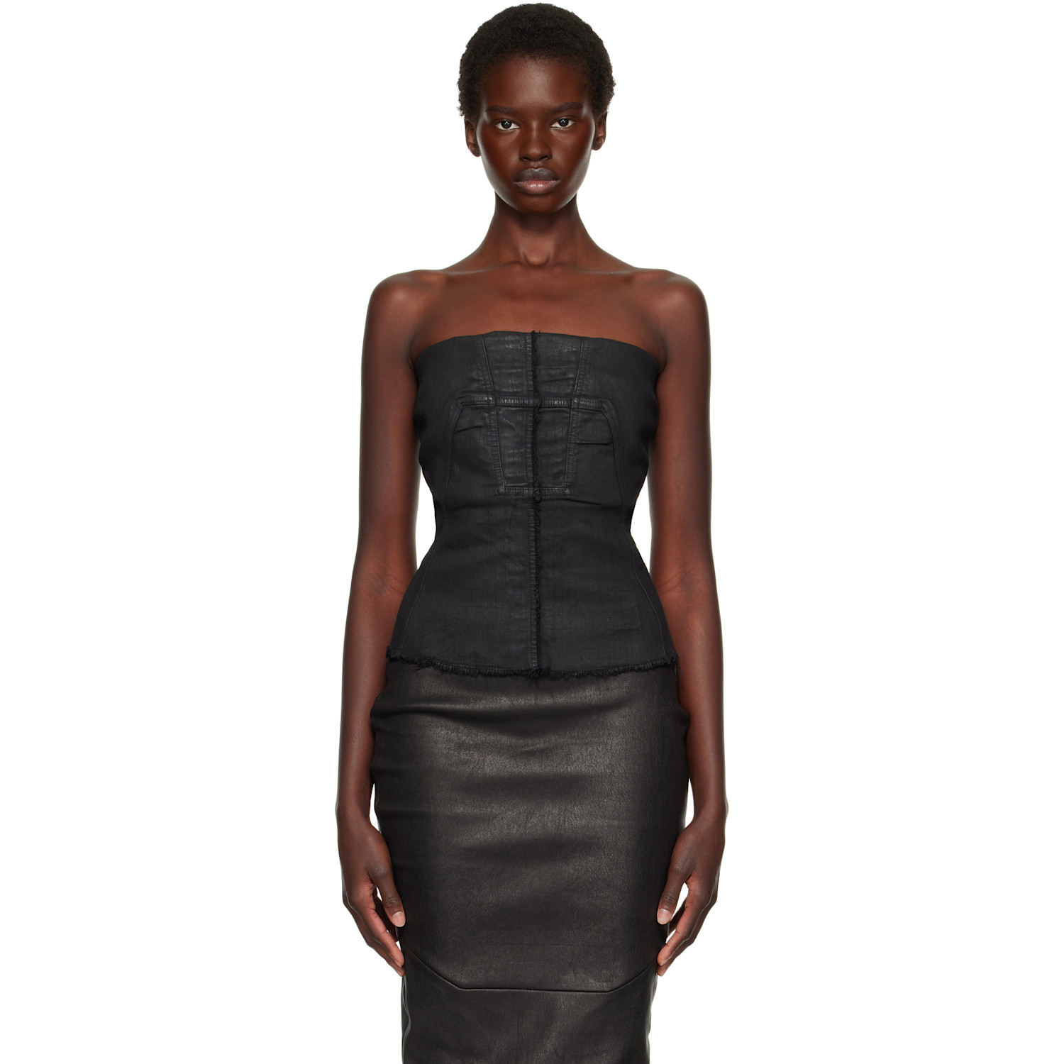 Rick Owens DRKSHDW Black Tower Washed Denim Tube Top