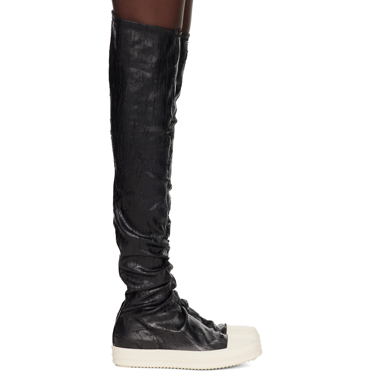 Rick Owens DRKSHDW Black Tower High Sock Sneaks Tall Boots