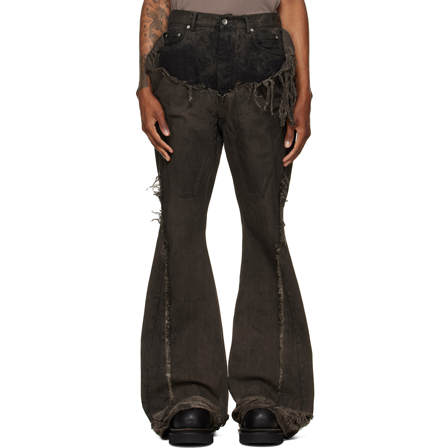 Rick Owens DRKSHDW Gray Tower Slivered Bootcut Jeans