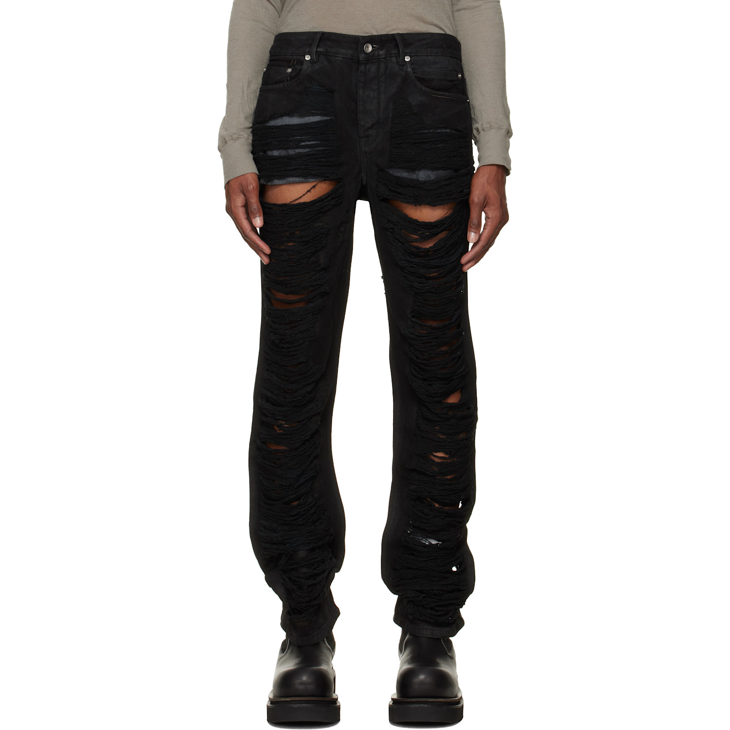 Rick Owens DRKSHDW Black Tower Fog Cut Jeans