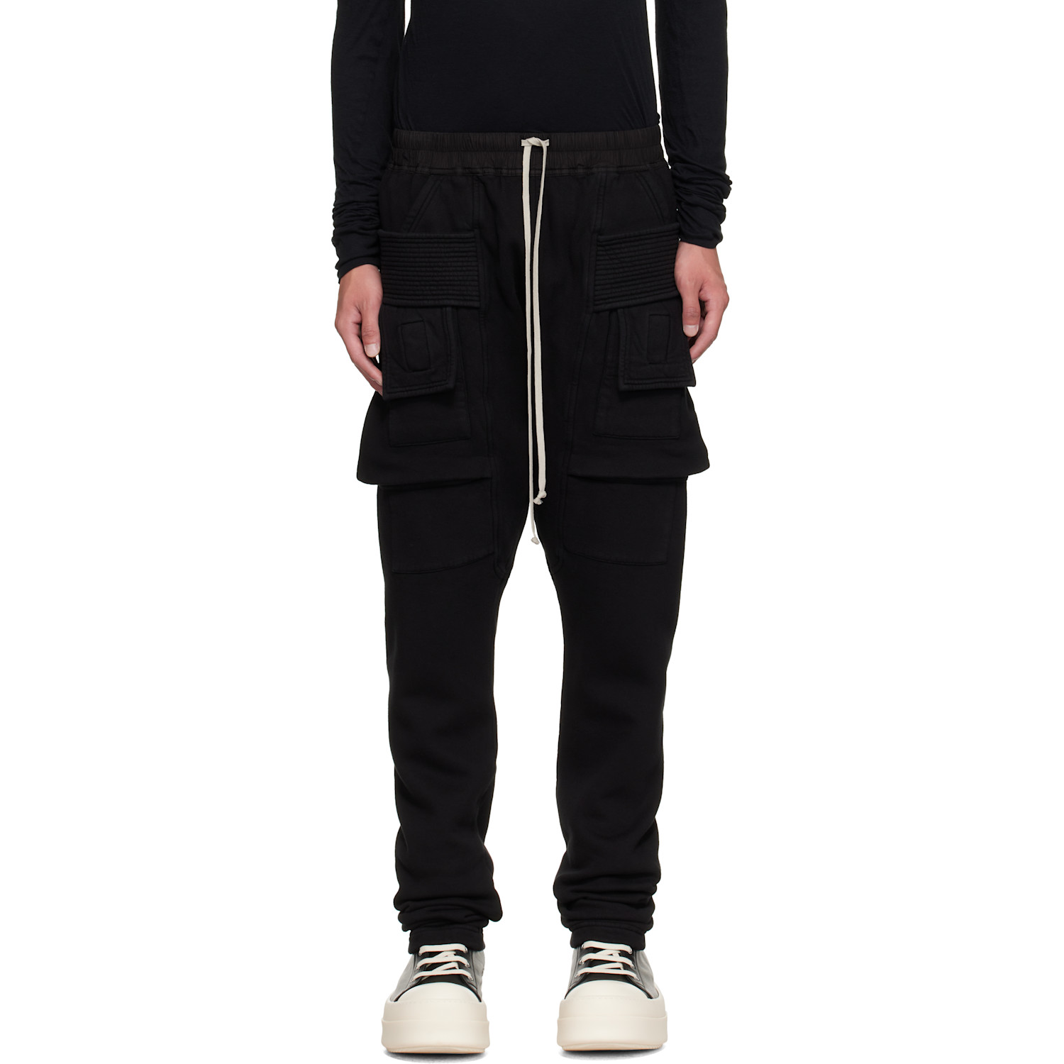 Rick Owens DRKSHDW Black Tower Creatch Drawstring Cargo Pants