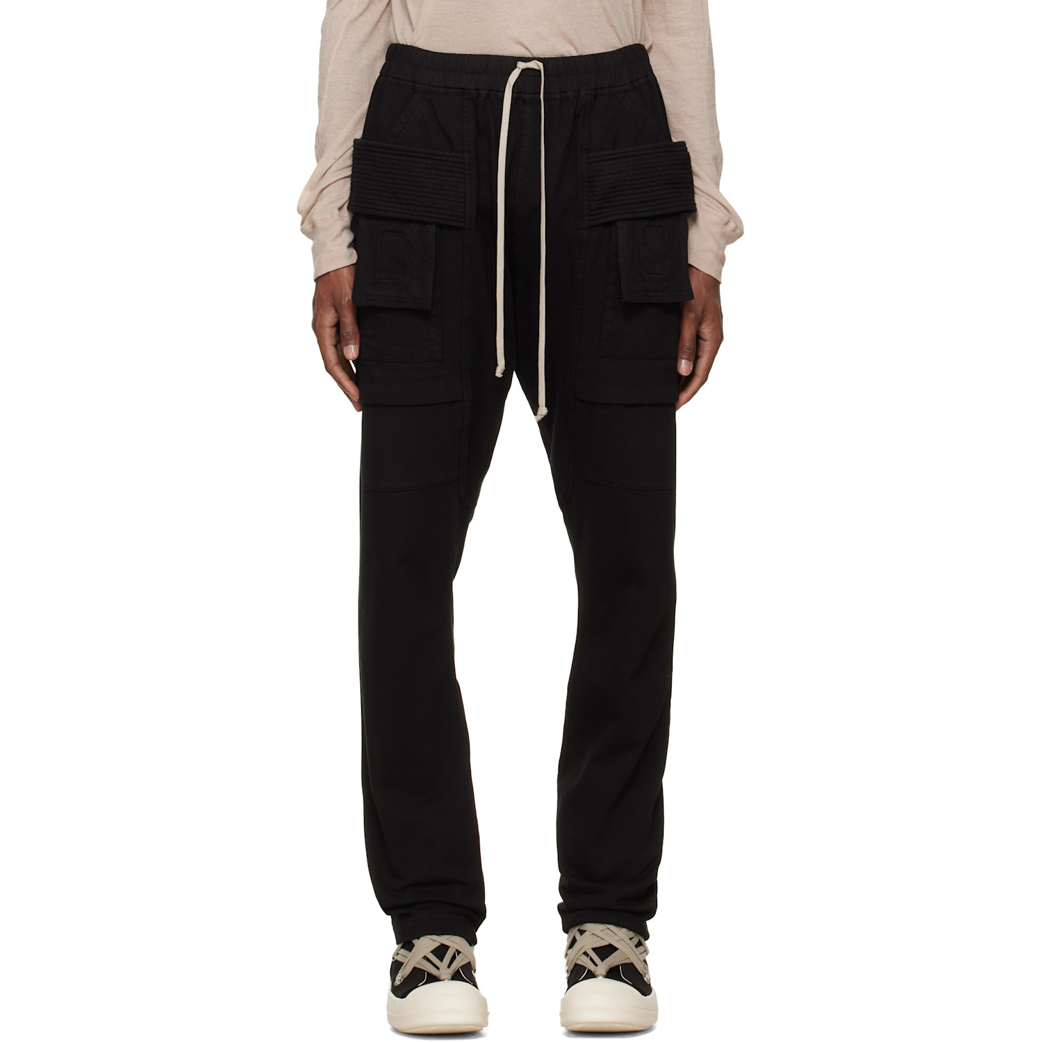Rick Owens DRKSHDW Black Tower Creatch Drawstring Cargo Pants